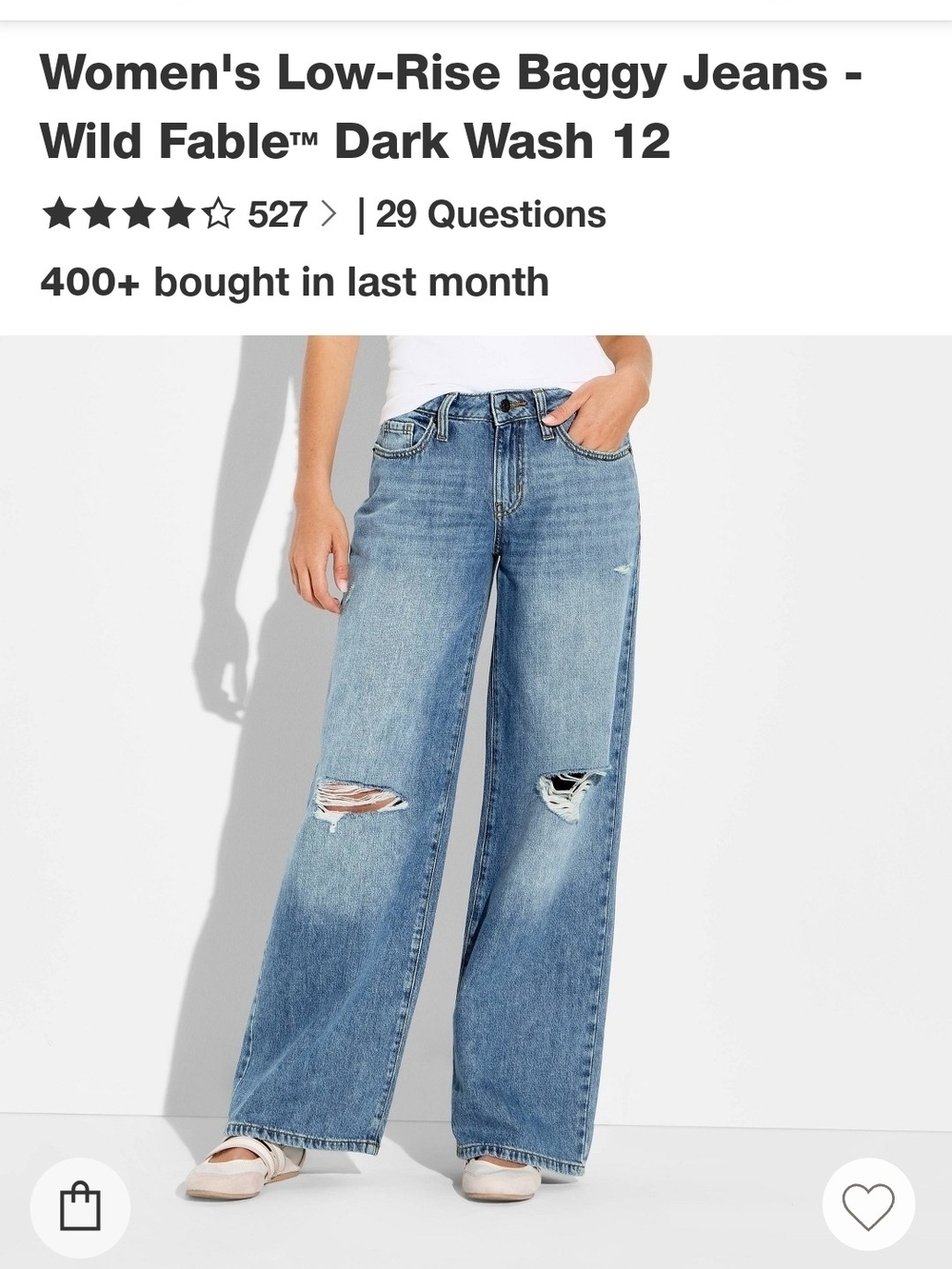 Wild Fable Women's Low-Rise Baggy Jeans - Blue